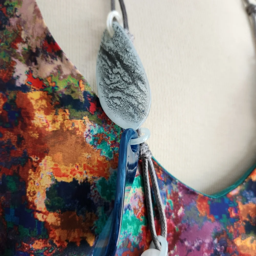 Blue and Grey Resin Necklace - Picture 8 of 16